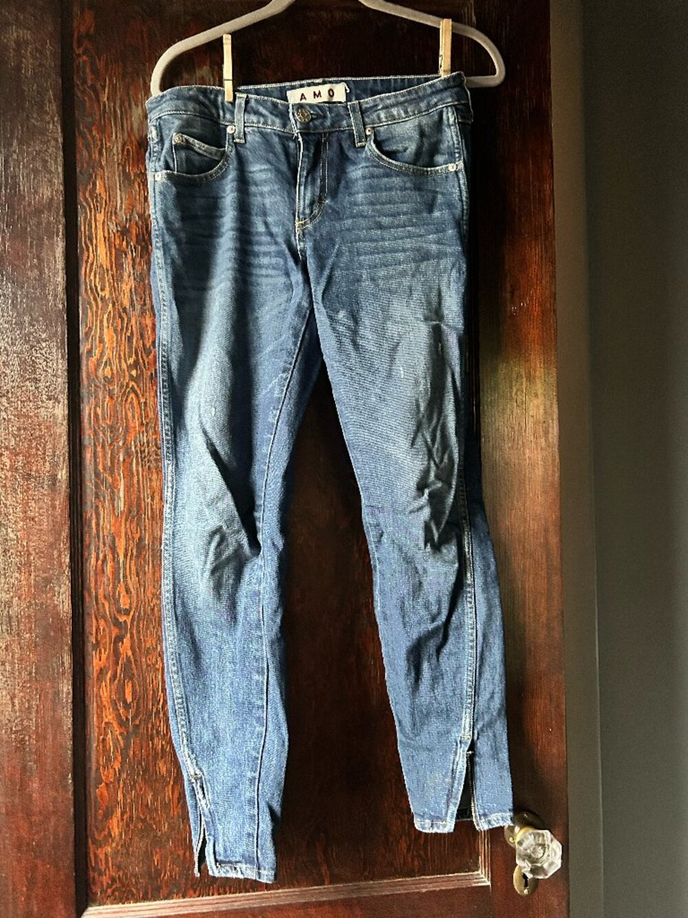 AMO Twist Zip Jeans in Sapphire Size 27 — Made in USA